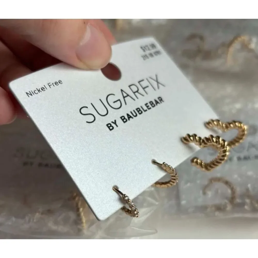 Baublebar Sugarfix Mini Hoops Rhinestone Heart Shape Earrings Lot of 32